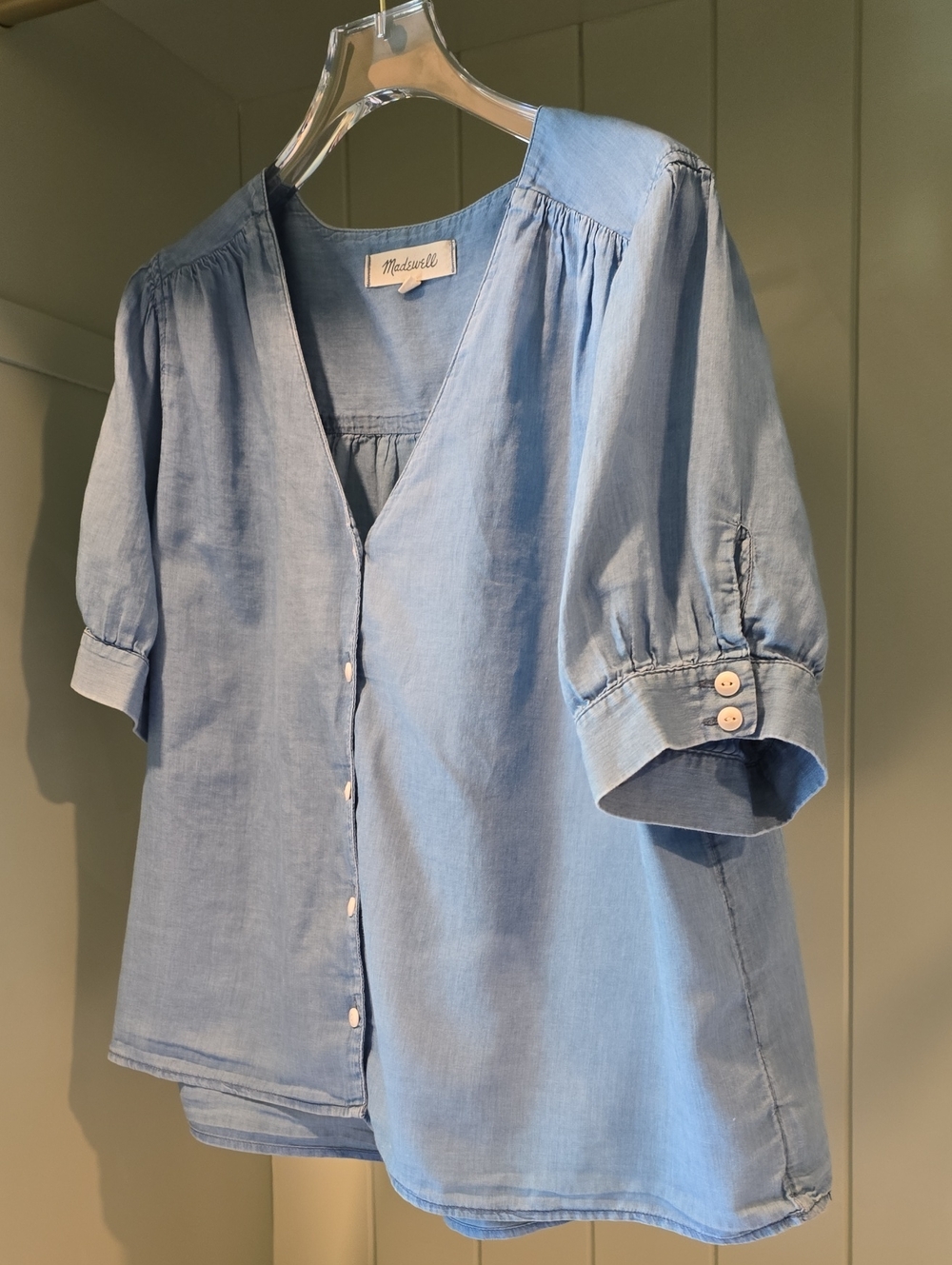 Madewell Light Blue Chambray Button-Front Top